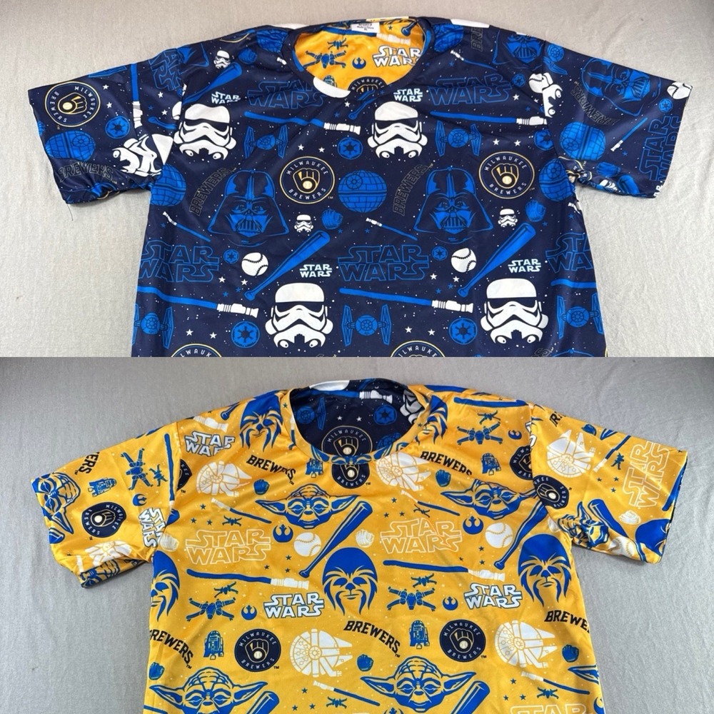 Milwaukee Brewers Star Wars T-Shirt Adult L Reversible May Fourth MLB Baseball